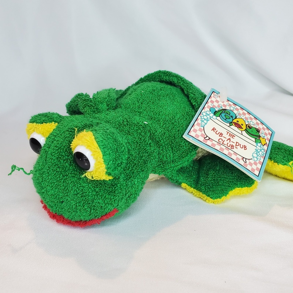 Rub a dub club Stuffed Frog Plush wash cloth bath